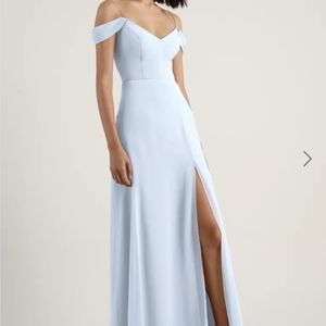 Jenny Yoo Light Blue Off-Shoulder Spaghetti Strap Wedding Dress